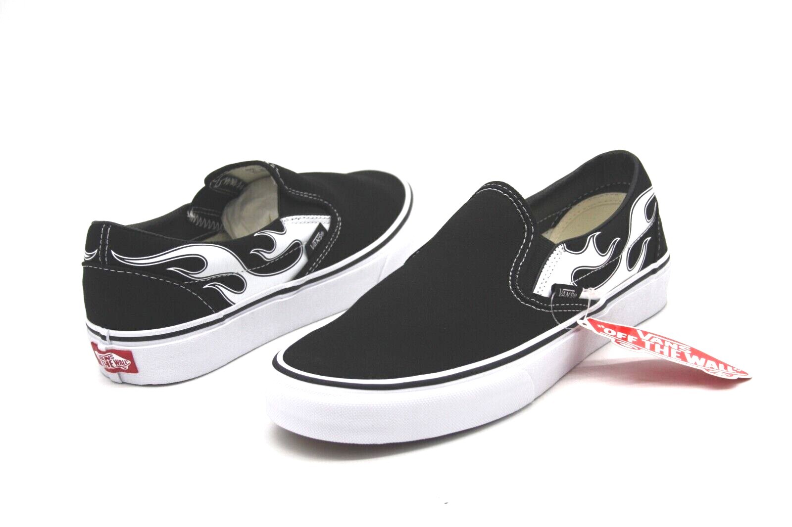 MEN'S SKATEBOARDING SHOES VANS CLASSIC SLIP-ON FLAME BLACK/WHITE VN0A33TBK681