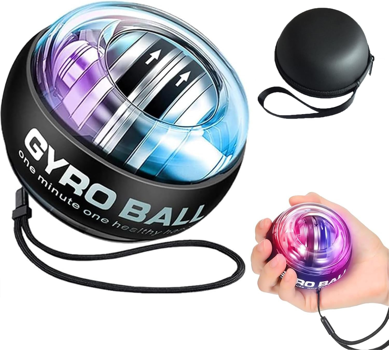 Auto-Start Wrist Power Gyro Ball, w/ LED Lights, Wrist Strengthener, Exerciser