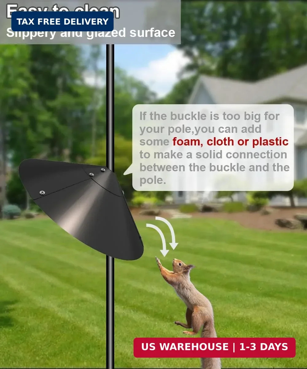 Metal Squirrel Baffle for Bird Feeder Pole, Outside Pole Mount Bird