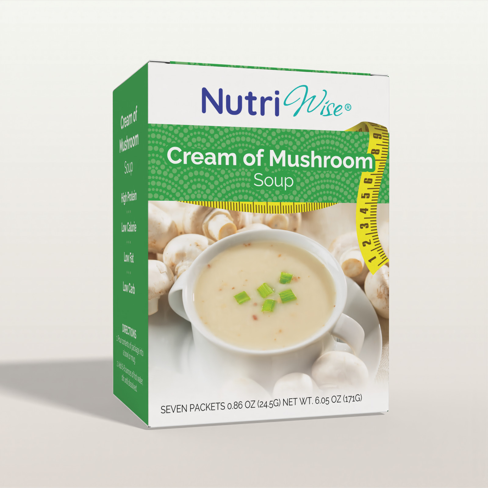 NutriWise Cream of Mushroom Soup, High Protein, Keto Diet Friendly, Low Carb 7ct