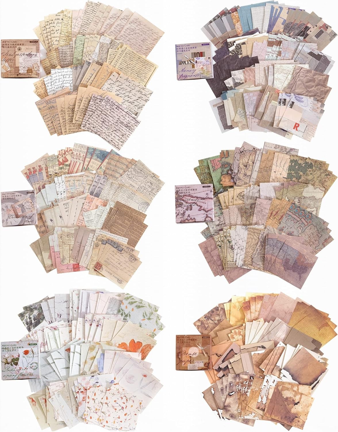 Vintage Scrapbook Paper 600pcs Aesthetic DIY Decorative Supplies