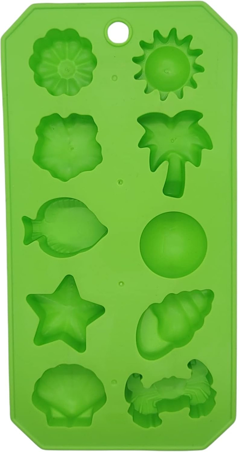 Flexible Thermoplastic 10-Cube Ice Cube Tray - Fun Beach Shapes (1 Pack)