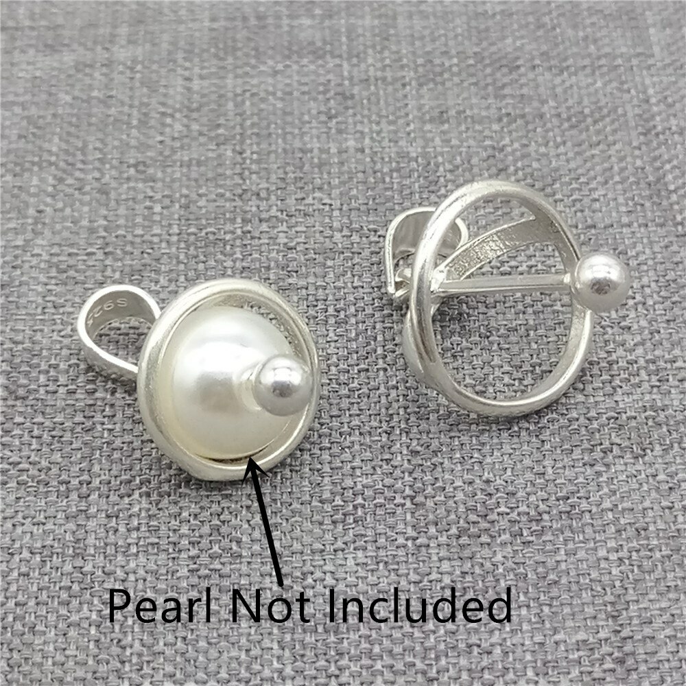 Sterling Silver Locket Planet Pinch Bails for Pearl w/ Screw Pin