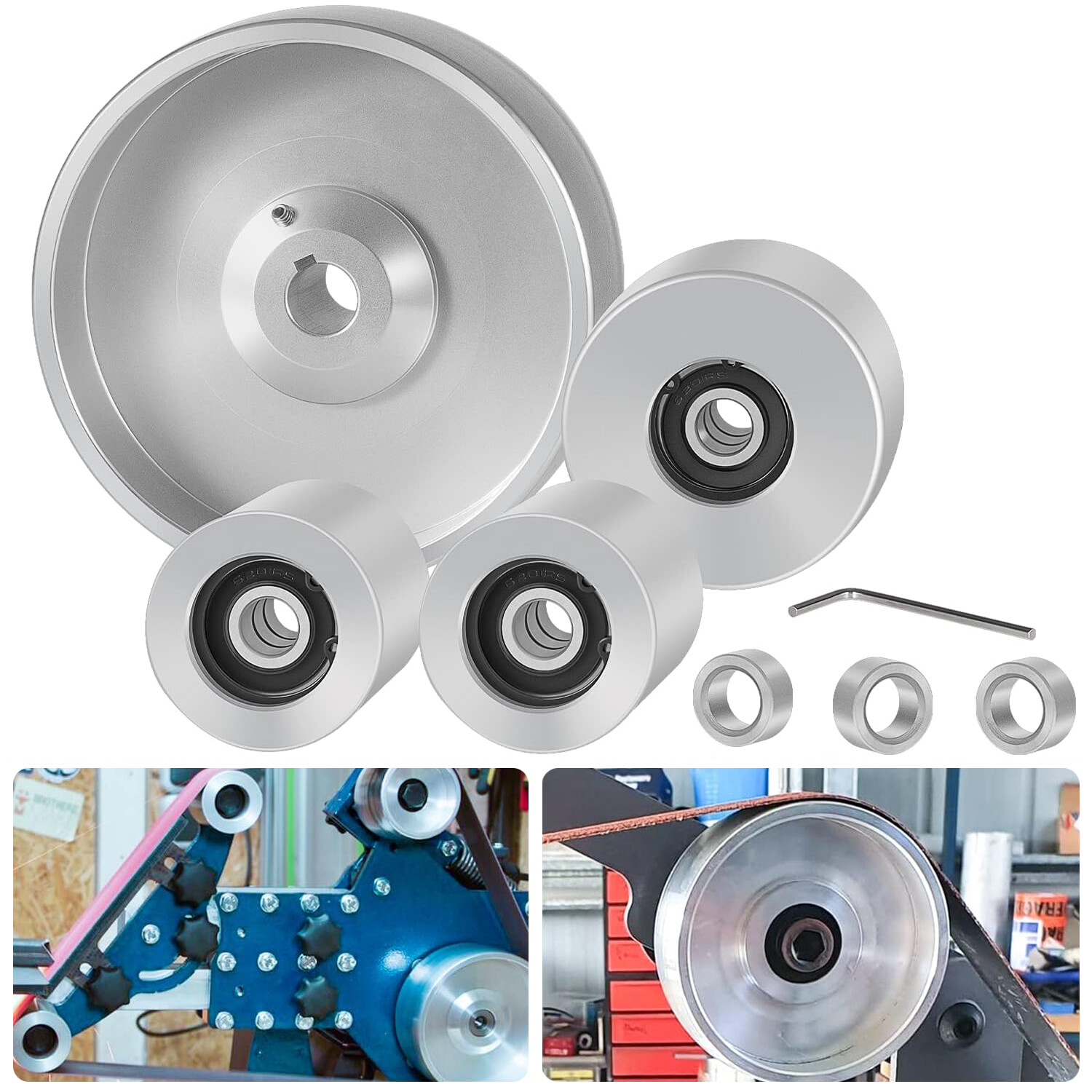 For Knife Grinder 5" Drive 5/8" Bore Belt Knife Grinder Wheel Set 2" x 72"