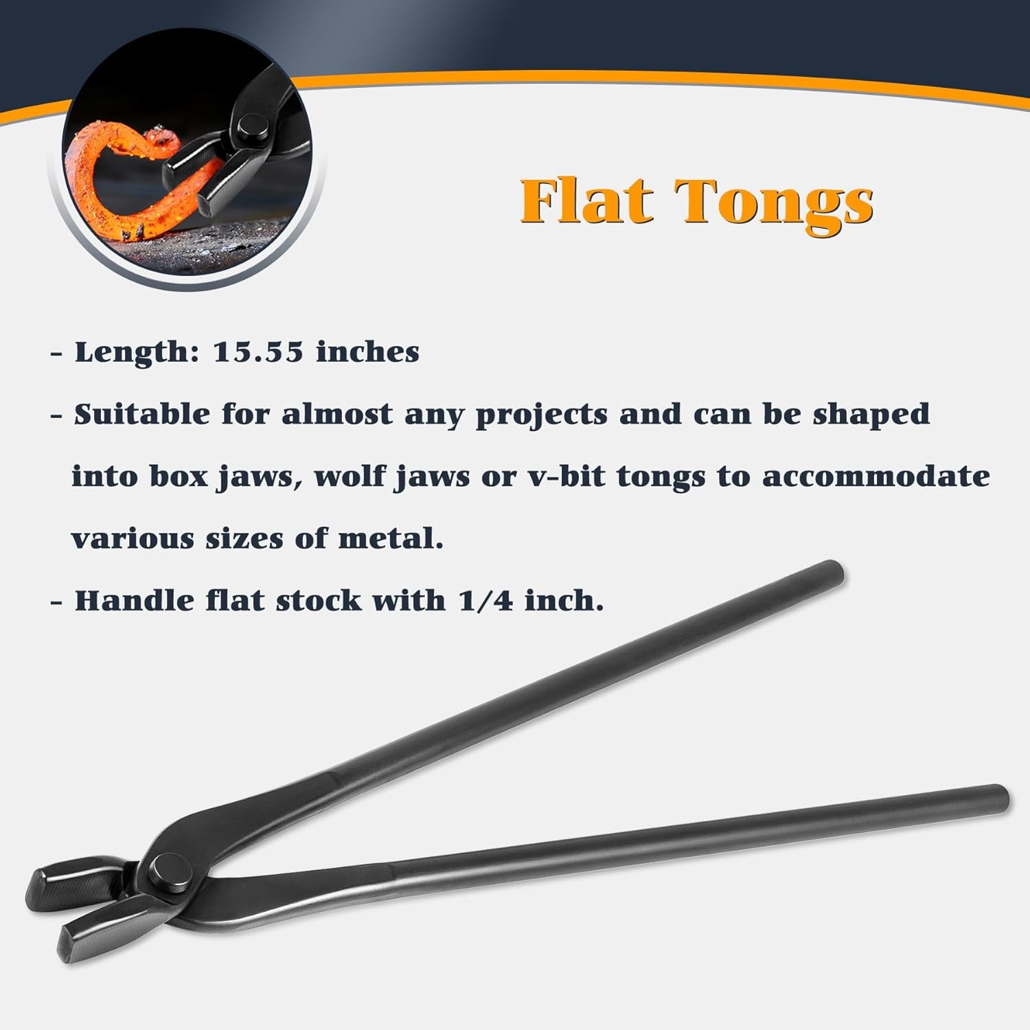 Knife Making Blacksmith Tongs Bladesmith Hand Tool Set Anvil Vise Forge Flat 5PC