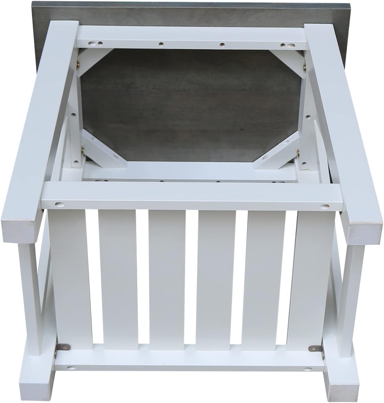 Surrey Solid Wood End Table with Shelf in White/Heather Gray