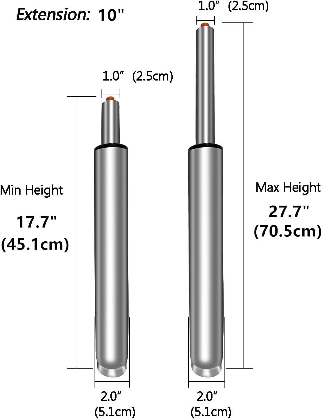 18" to 28" Long Adjustable Gas Lift Cylinder Tube for Bar Stool Drafting Chair R