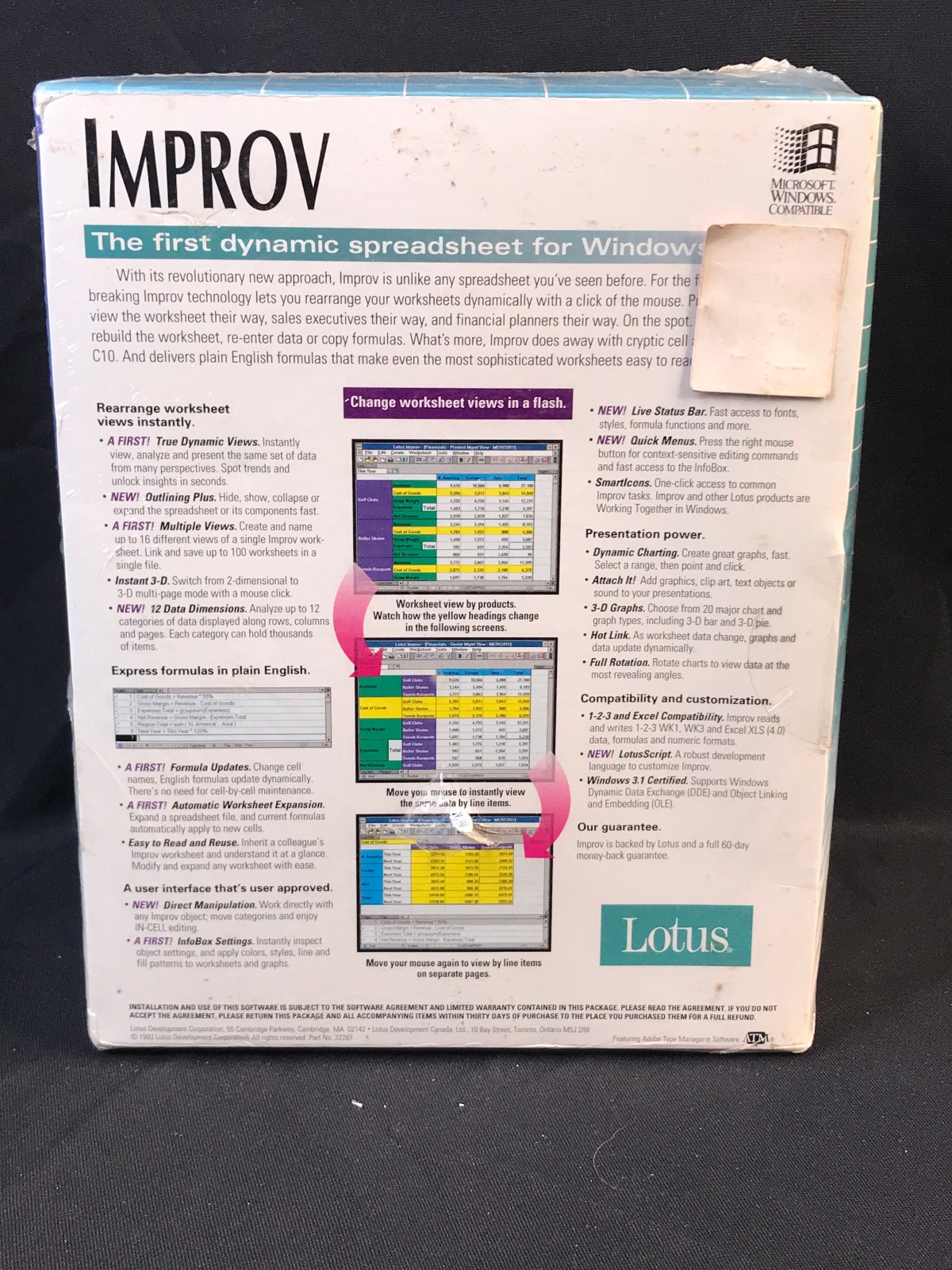 Lotus Improv Spreadsheet for Microsoft Windows 2.0 NEW in Sealed Box