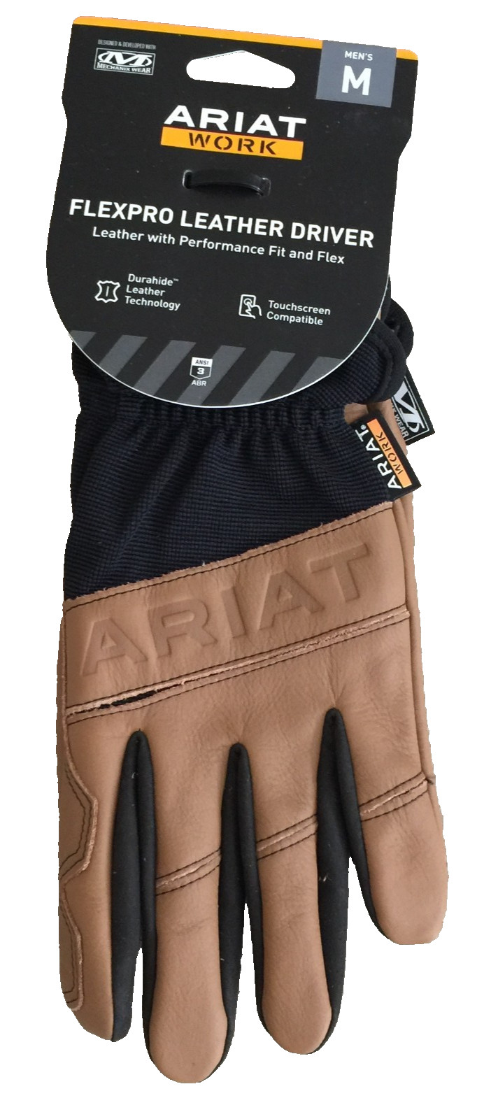 NWT ARIAT FlexPro Leather Driver Work Glove M Brown 10042829 Men Touchscreen