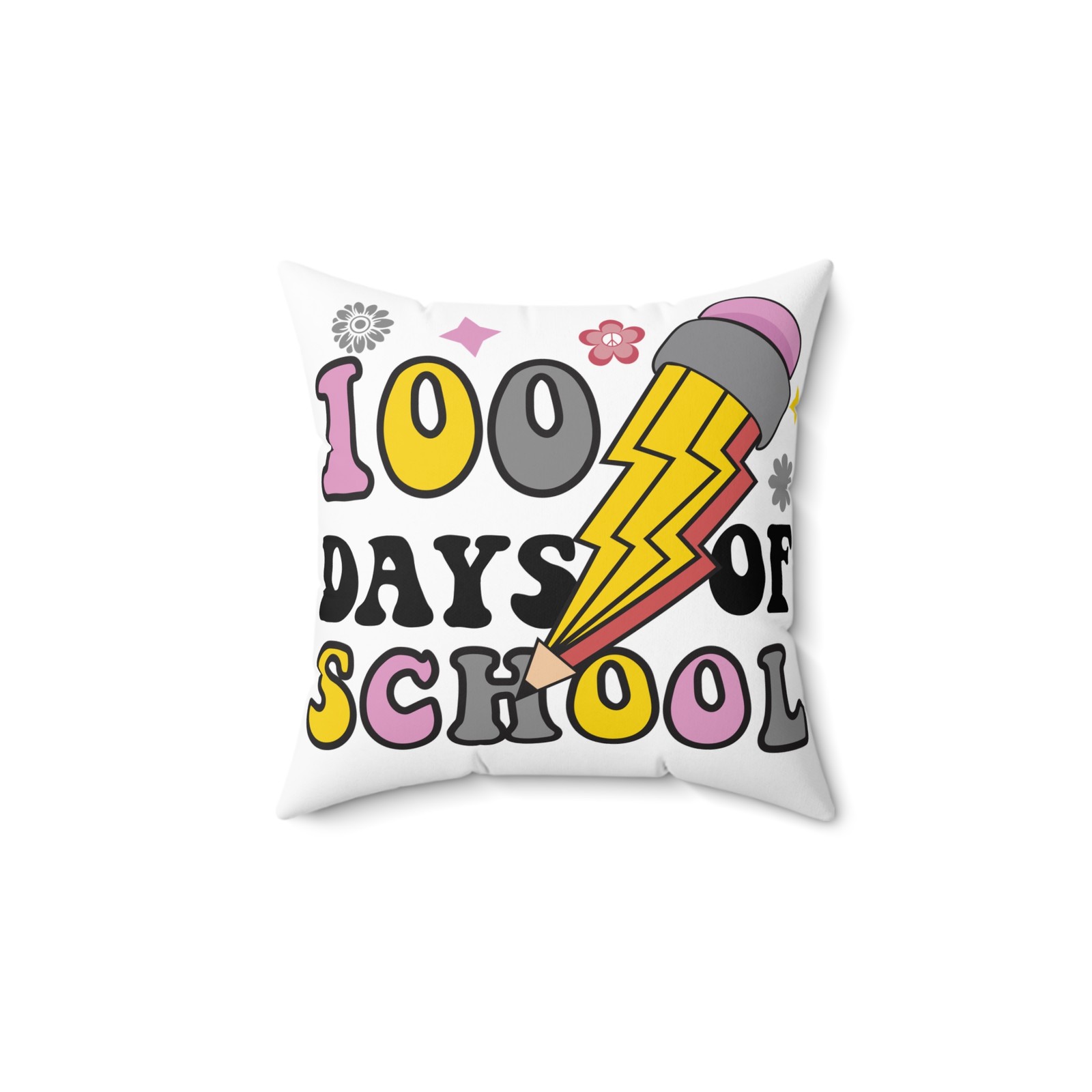 100 Days of School Pillow Spun Polyester Square Pillow