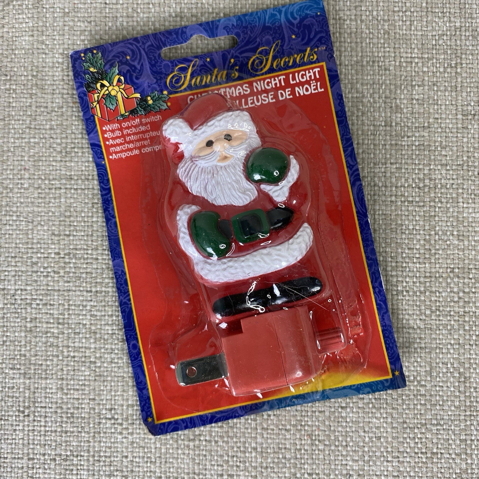 Vintage Christmas Santa Claus Night Light Red Holiday Kids Room NOS