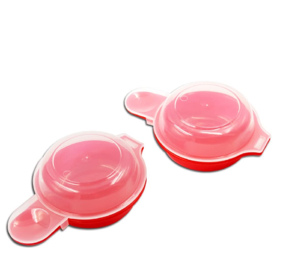 HORNO Easy Microwave Egg Cooker/Poacher,Set of 2 Red and clear