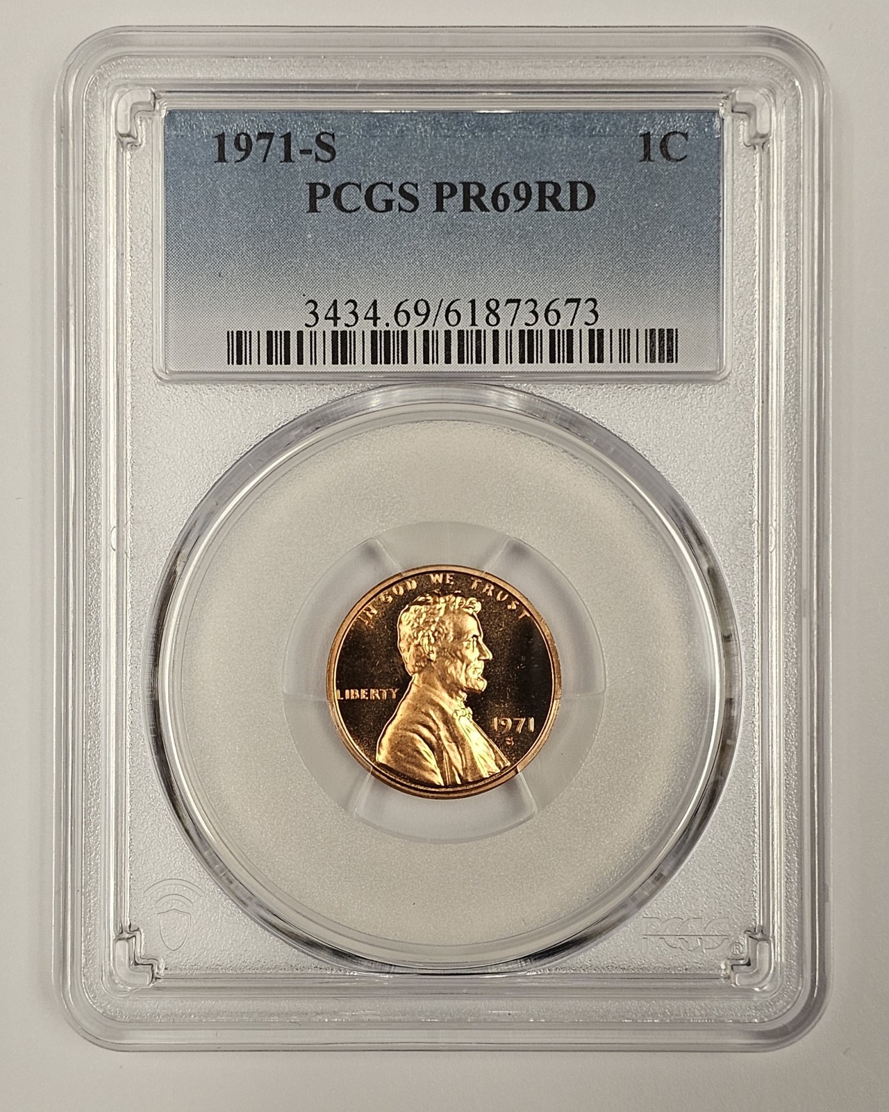 1971-S Lincoln Memorial Cent PR69 RD PCGS