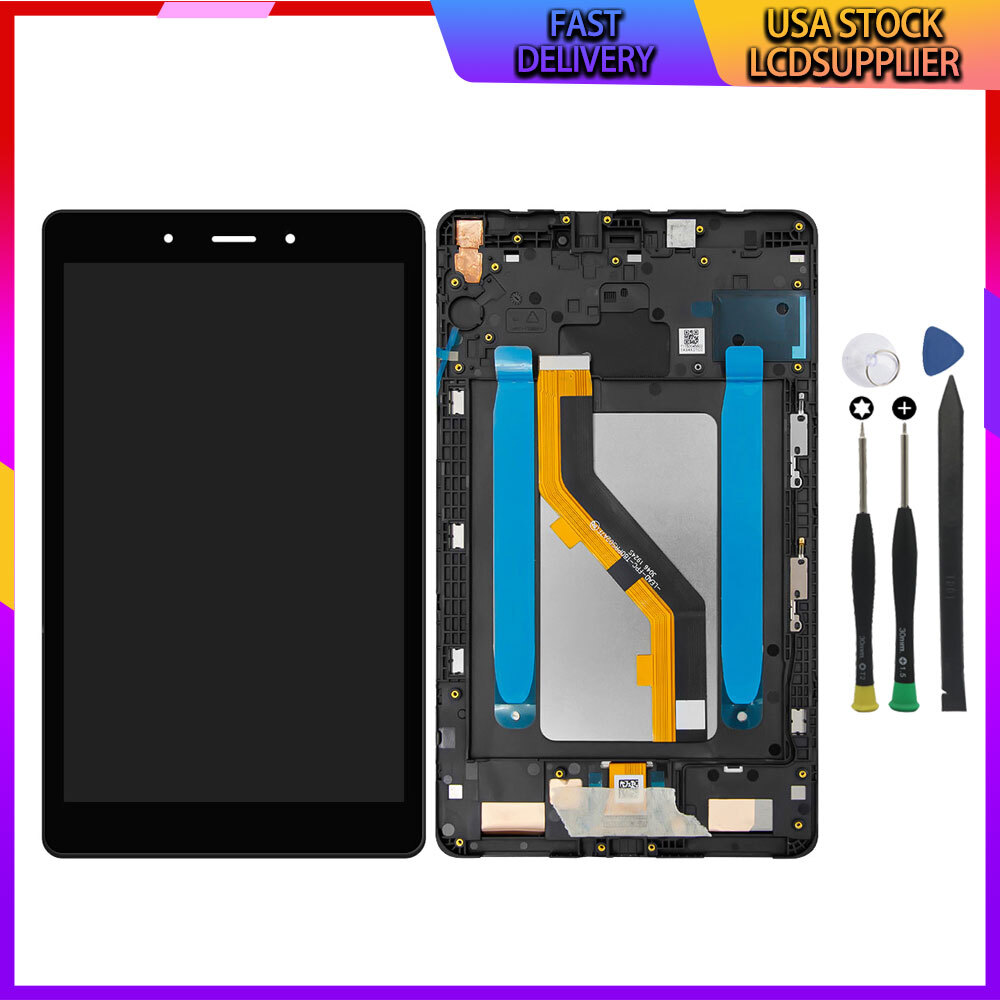 For Samsung Tab A 8.0 T295 2019 LCD Display Touch Screen Frame Assembly Black