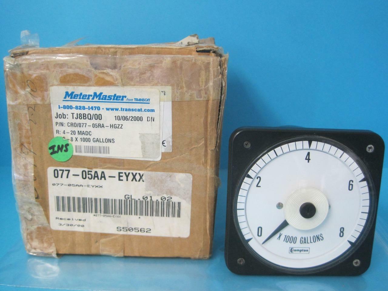 NEW CROMPTON CRO/077-05RA-HGZZ METER/GAUGE X 1000 GALLONS 0-8 9944 077 05RA HG