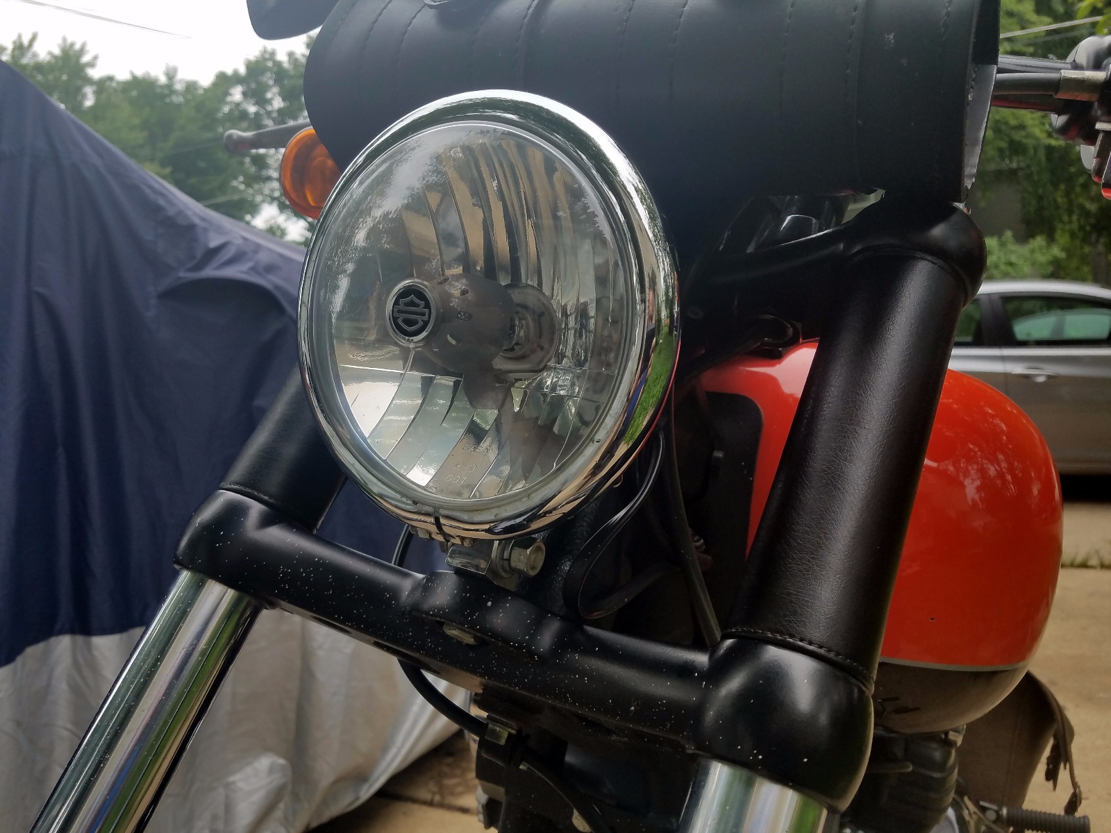 Black Leather Look - Thick Upper Fork Covers for Harley Sportster XL 883 1200