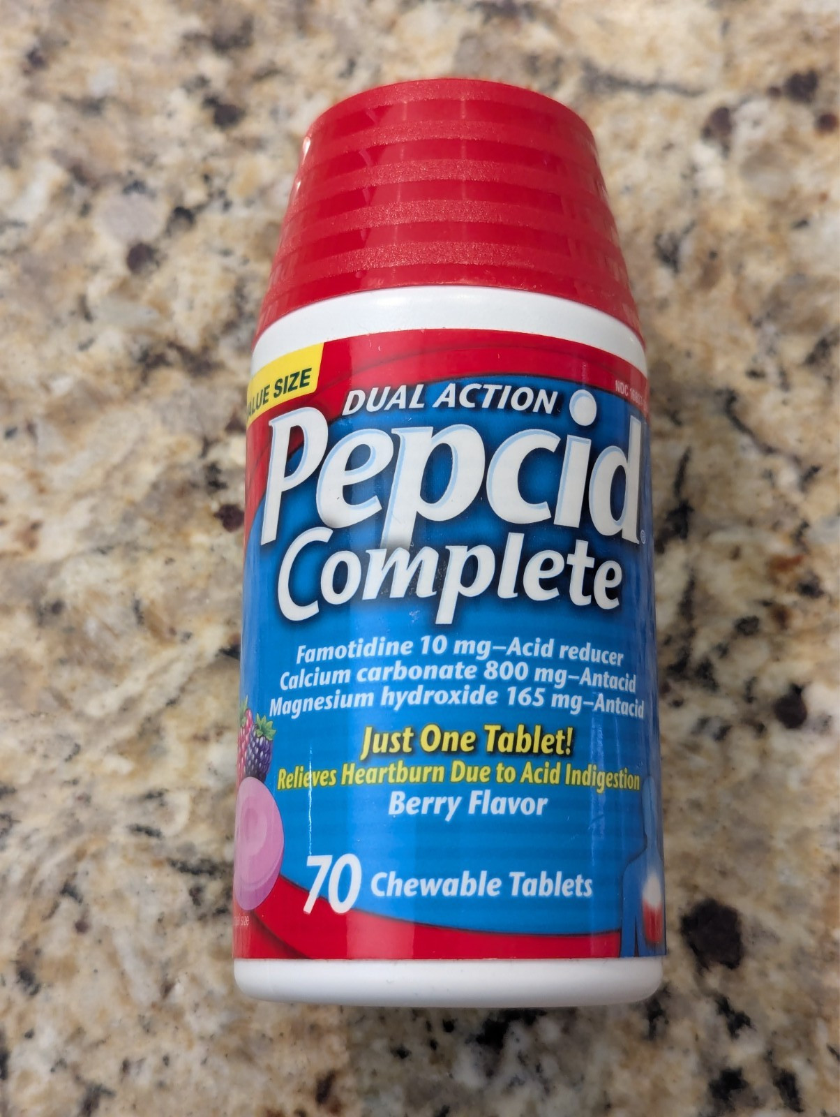 Pepcid Complete Acid Reducer Antacid Chews Heartburn Berry 70 tablets exp: 08/28