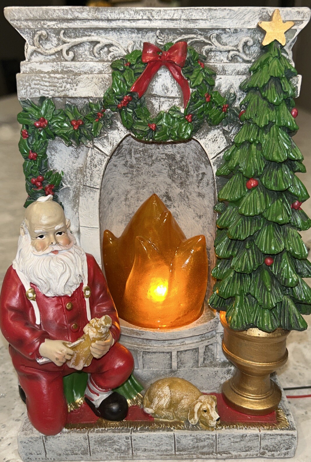 SANTA Fireplace Hearth NIGHT LIGHT Holiday Decor CHRISTMAS 8.5”