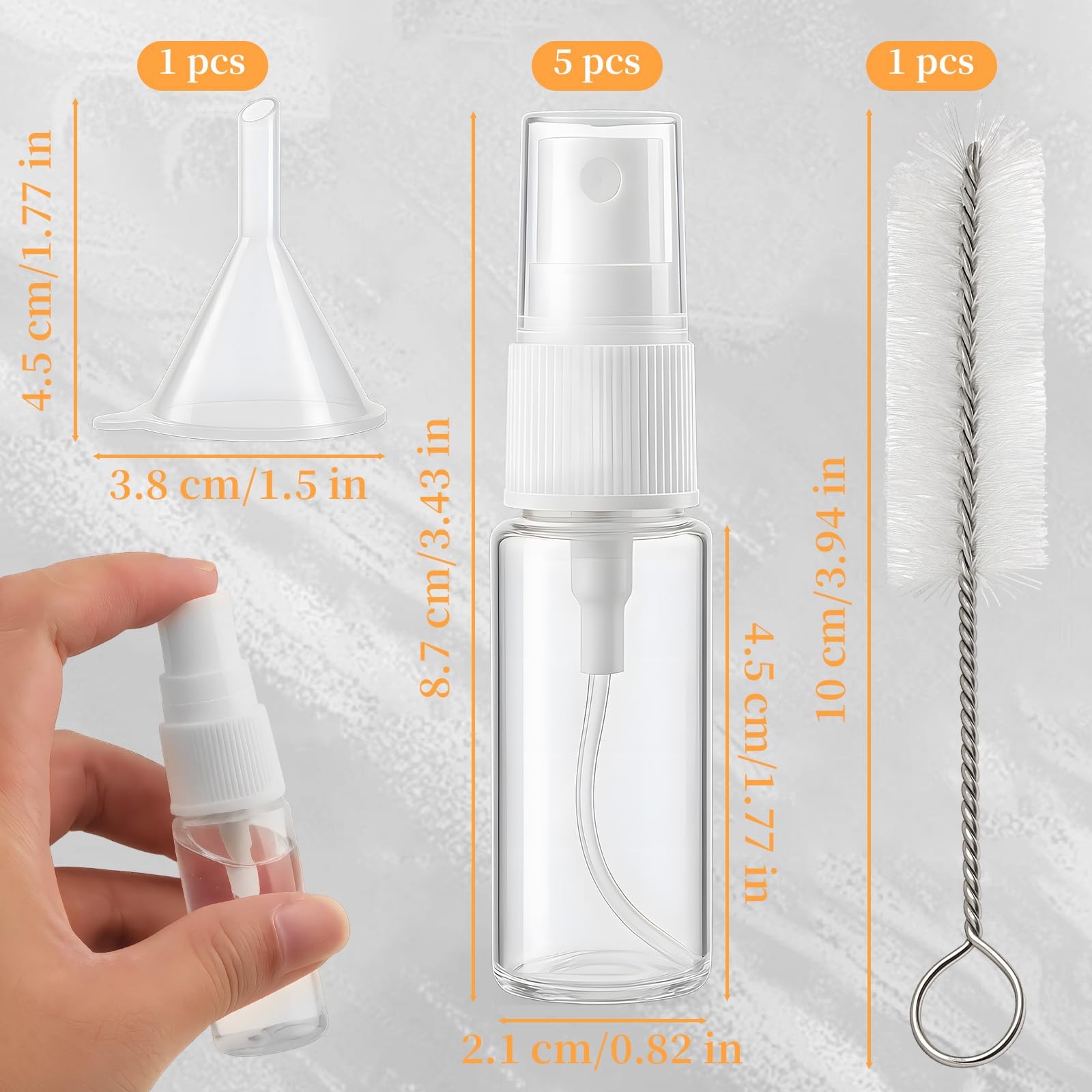 7-Pack Small Spray Bottle Set - 5PCS 15ml Travel Spray Bottles with Cleaner &...