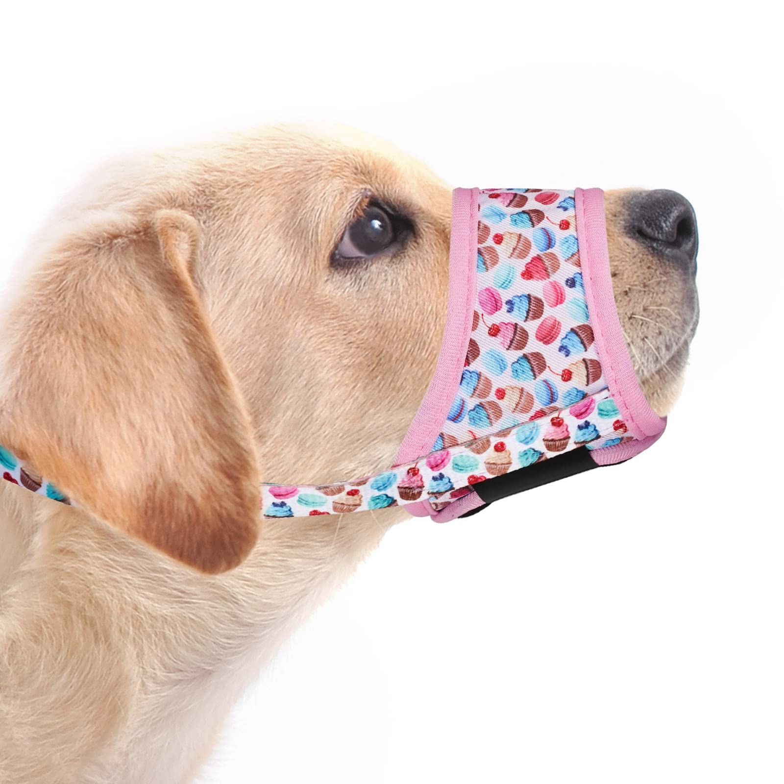 LUCKYPAW Dog Muzzle Anti Biting Barking and XS-Snout(3½-4½"), Pink Cake