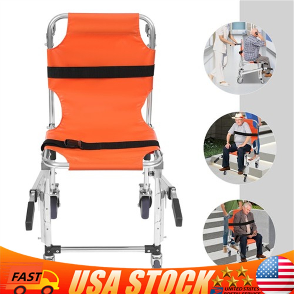 EMS Stair Climbing Chair Medical Emergency Evacuation Lifting Wheelchair w/Belts