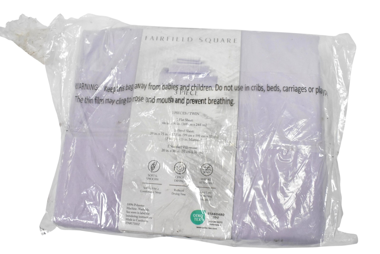 Fairfield Square Twin Sheet Set Light Purple Microfiber 3 Piece Adults Bedding