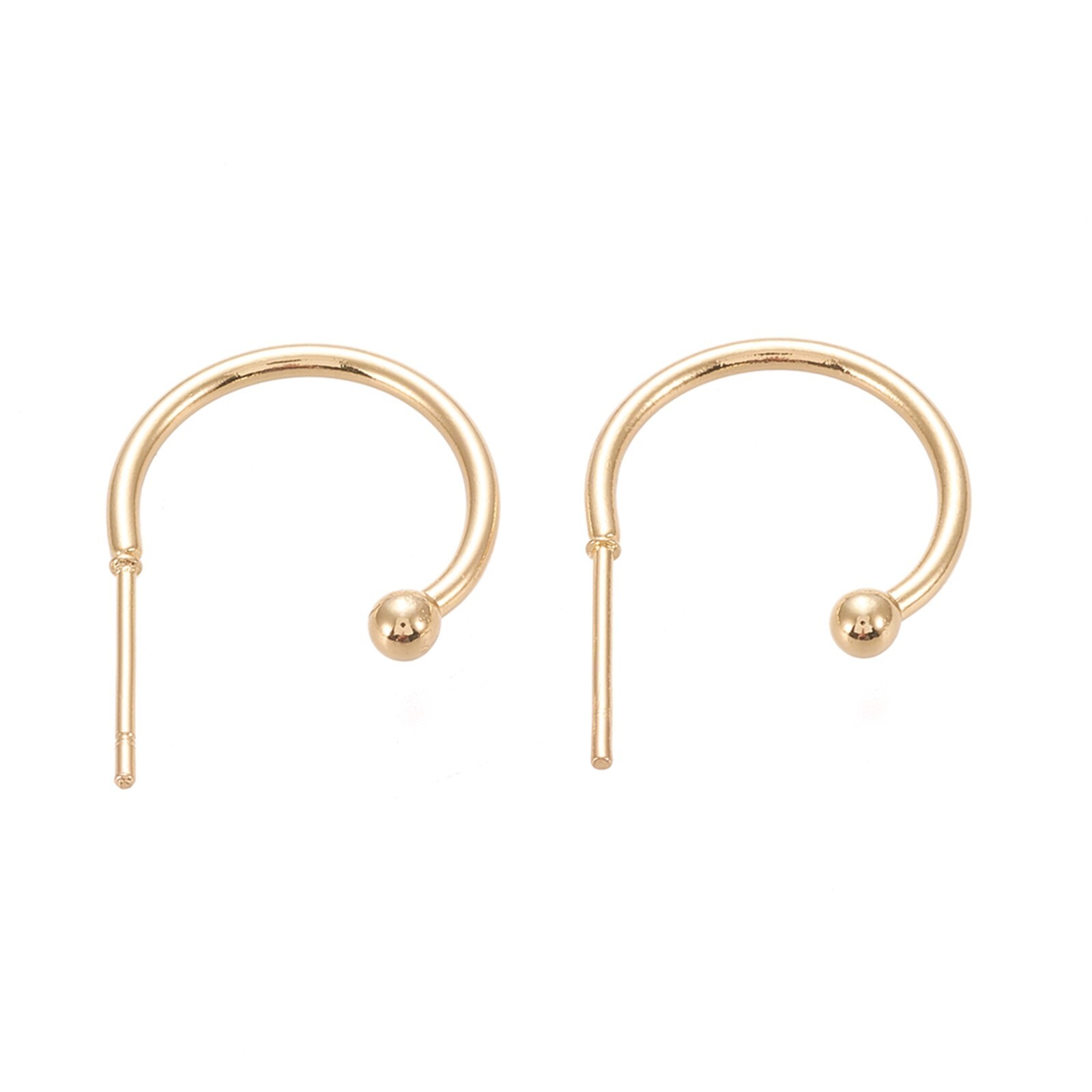 10Pcs 304 Stainless Steel C-shaped Hoop Circle Ball Stud Earrings 16x21x3mm
