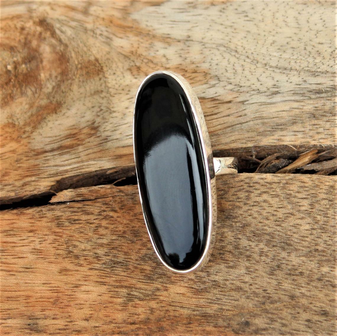 Truthful Black Onyx Gemstone 925 Sterling Silver Handmade Ring All Size