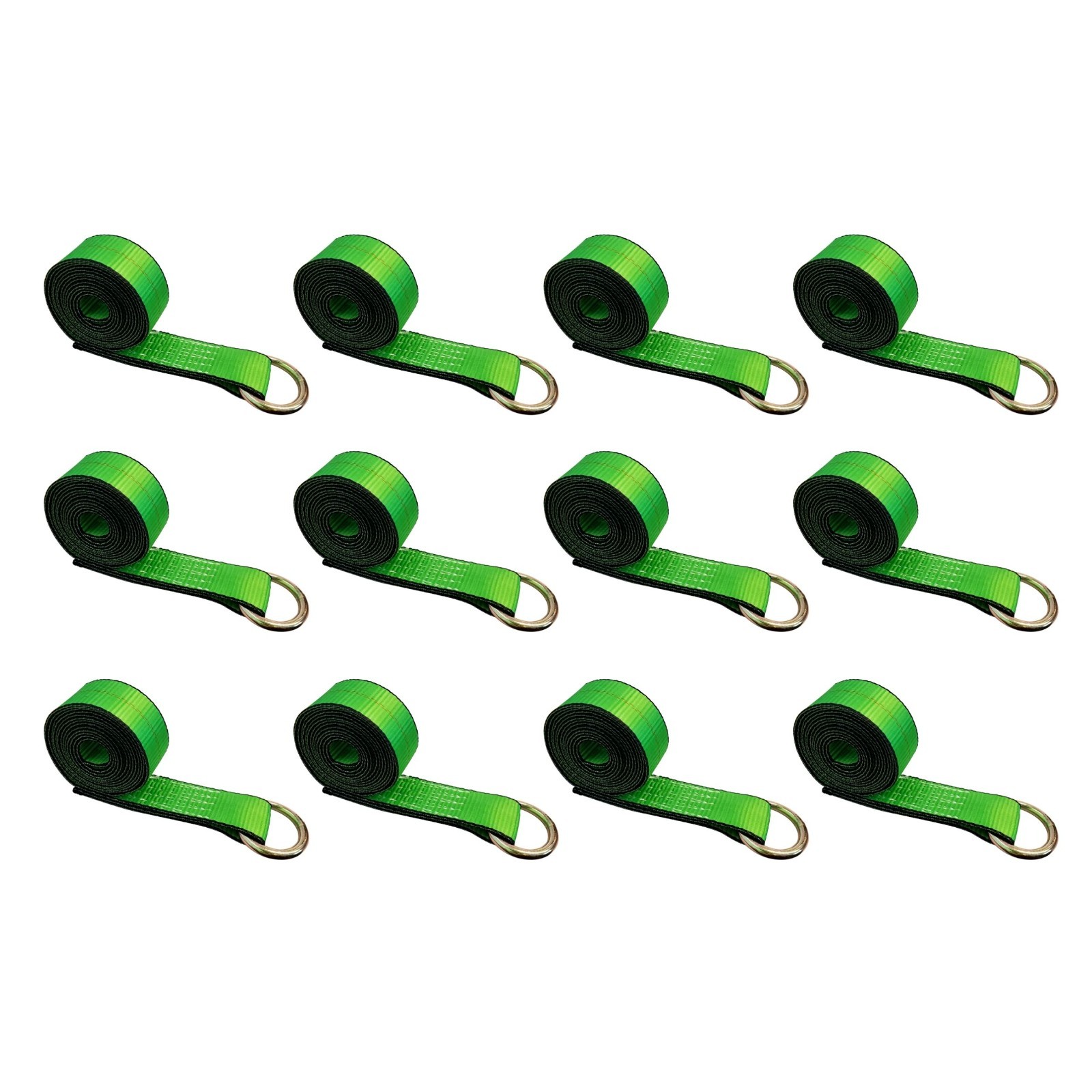 12 Pack 2" x 10' Lasso Strap w/ O Ring Auto Tie Down for Tow Truck Wheel Lift