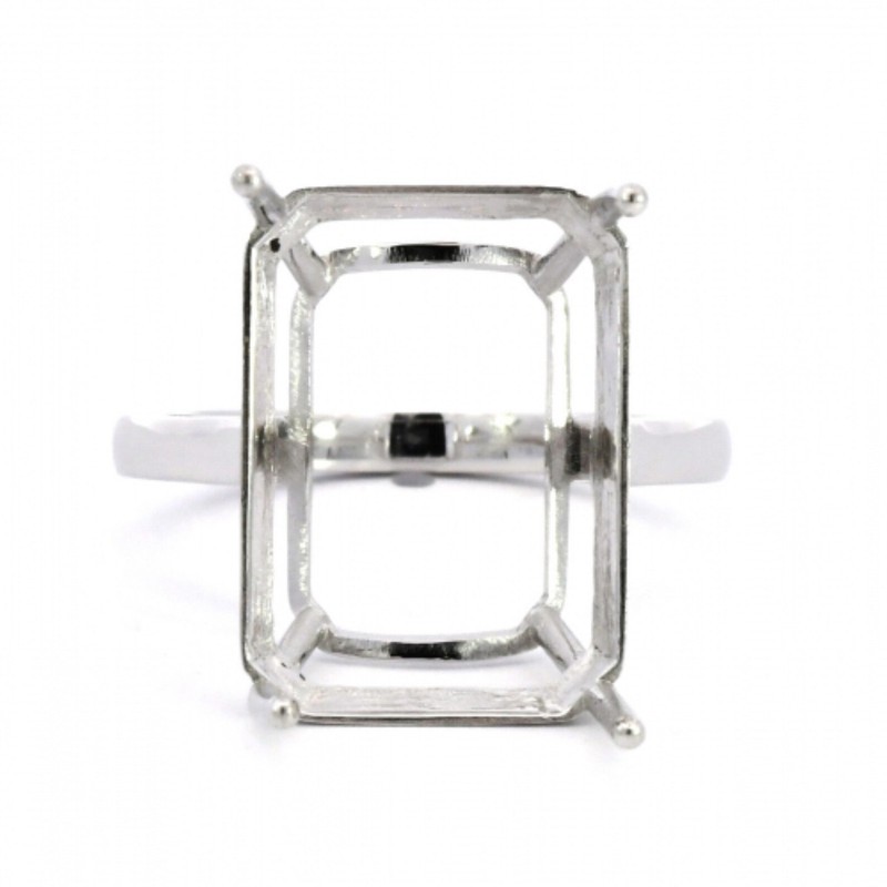 20x15mm Emerald Cut Solitaire Semi Mount Ring 925 Silver Large Statement Ring