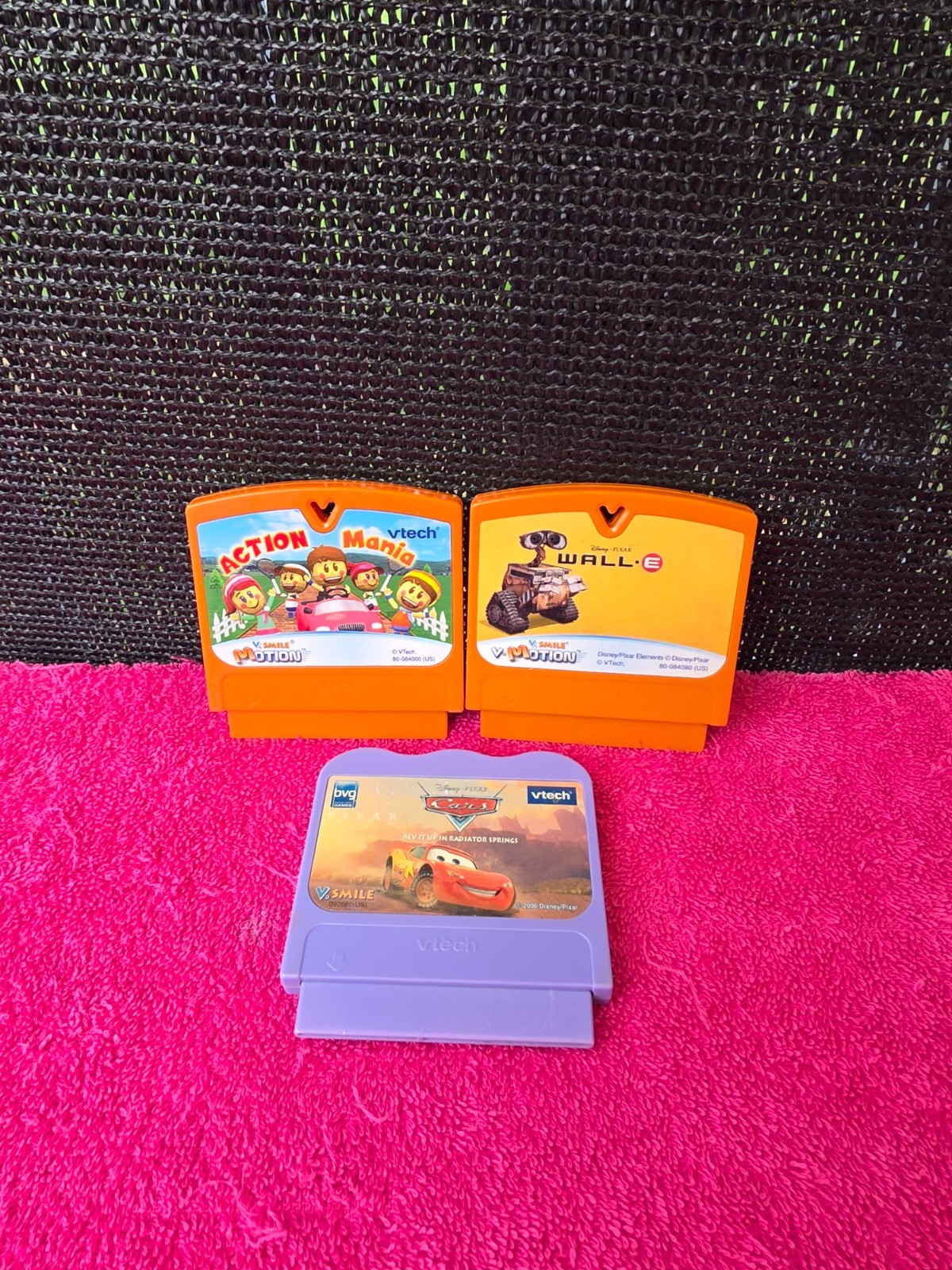 Vtech Vsmile Lot Of 3 Cartridge Video Game Disney Wall-E, Action Mania & Cars