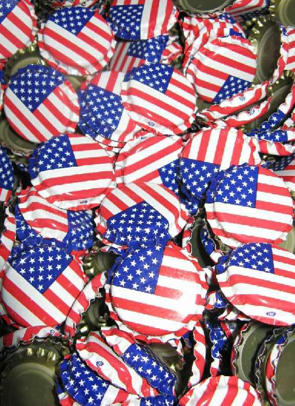 CROWN CAPS 144 AMERICAN FLAG BEER SODA BOTTLE OXYGEN ABSORBING NICE & NEW UNUSED