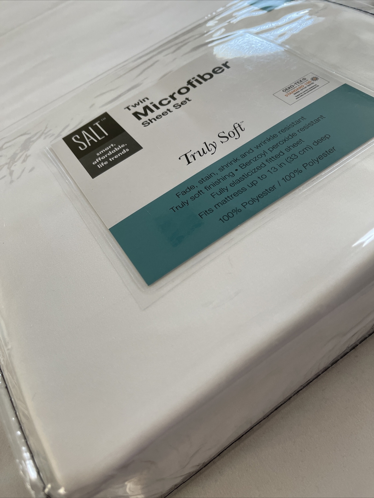 SALT Twin Microfiber Sheet Set in White | New Original Package