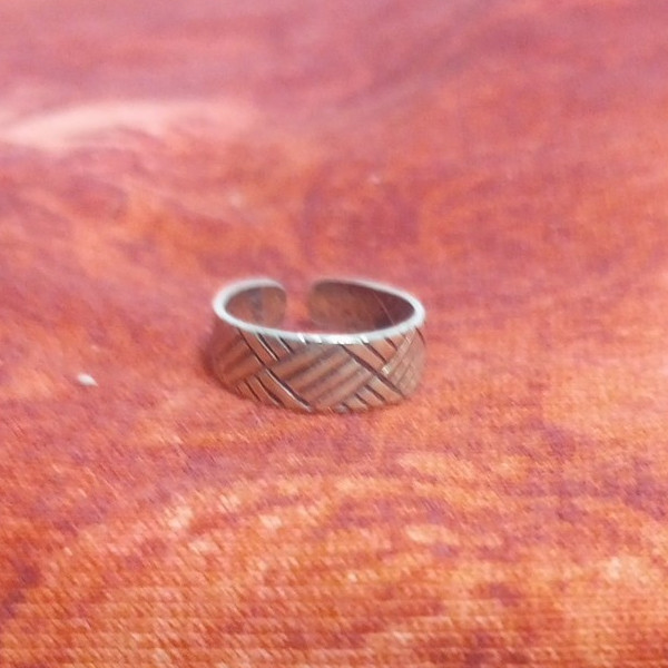 Sterling Silver Toe Ring 925 Adjustable Crosshatch Design- New Vintage