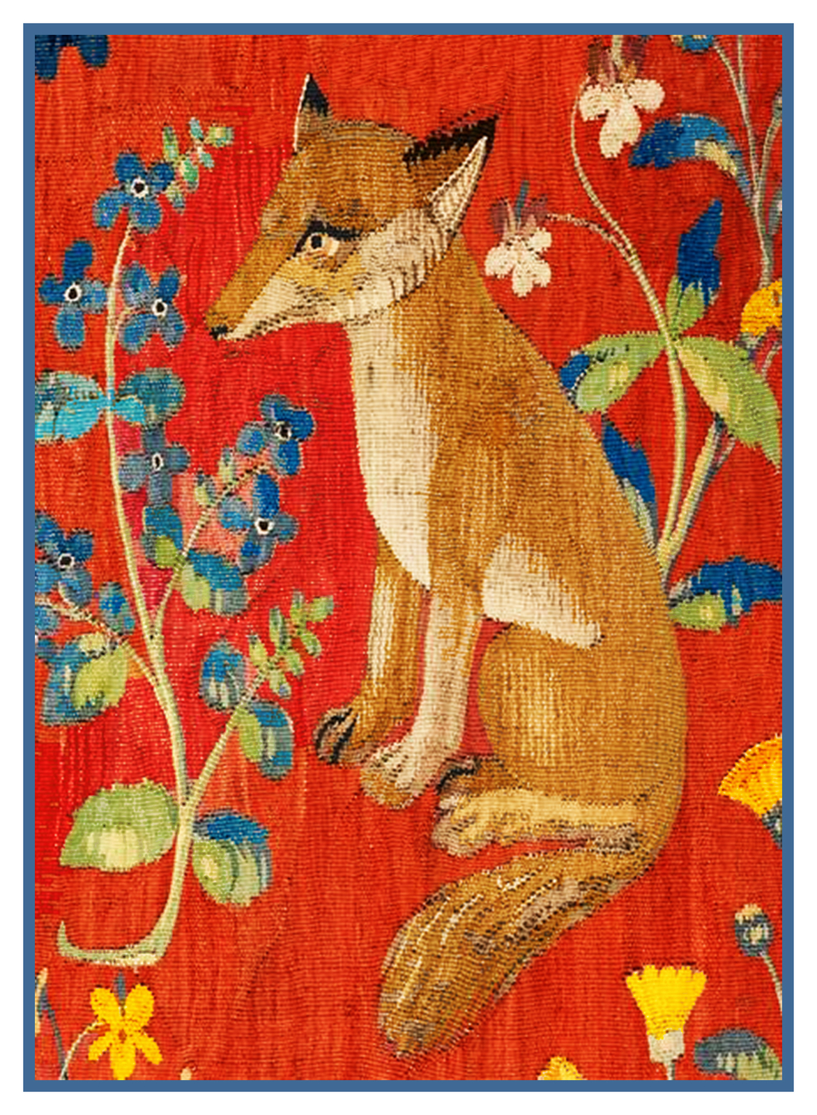 Medieval Sitting Fox detail Lady Unicorn Counted Cross Stitch Chart Pattern