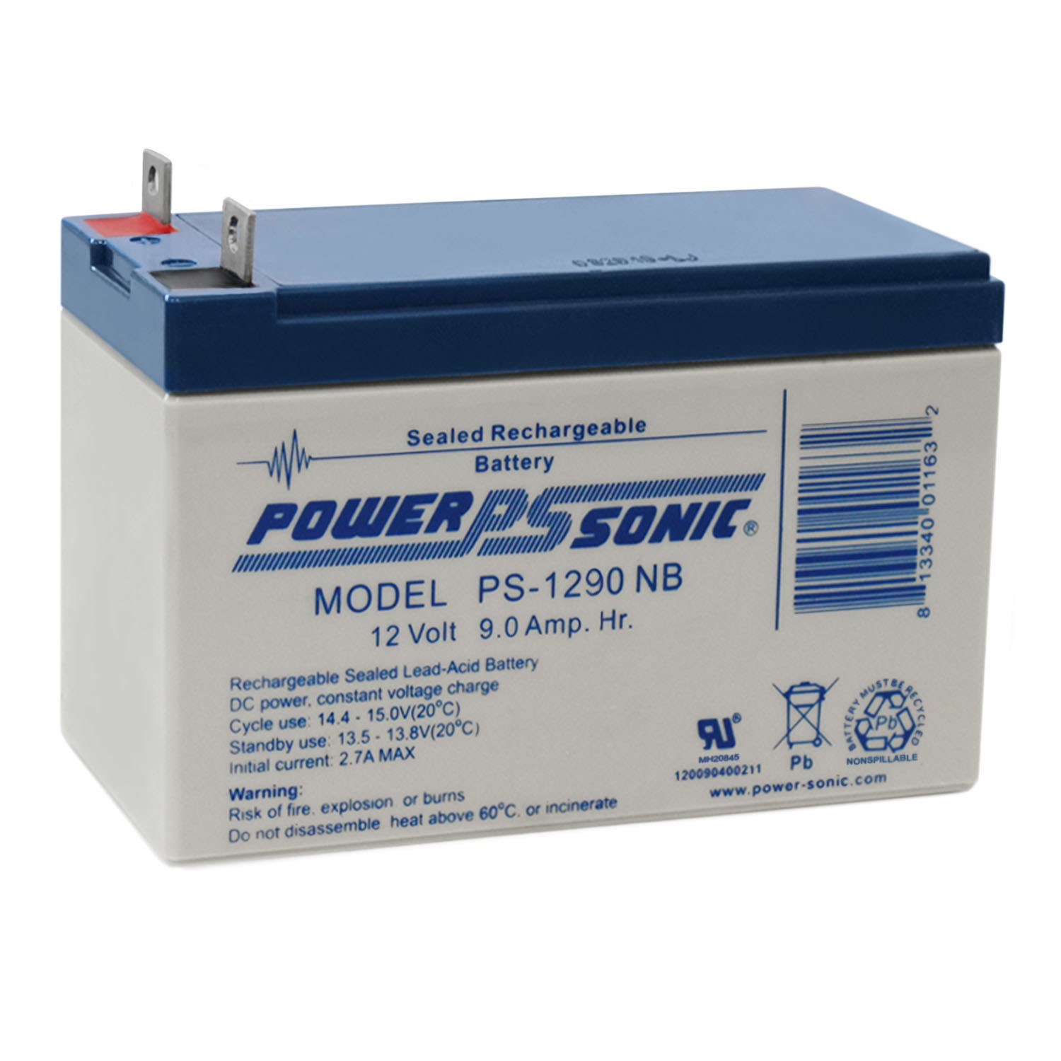 Power-Sonic PS-1290NB 12V 9AH SLA Replacement Battery for Schumacher 5799000007