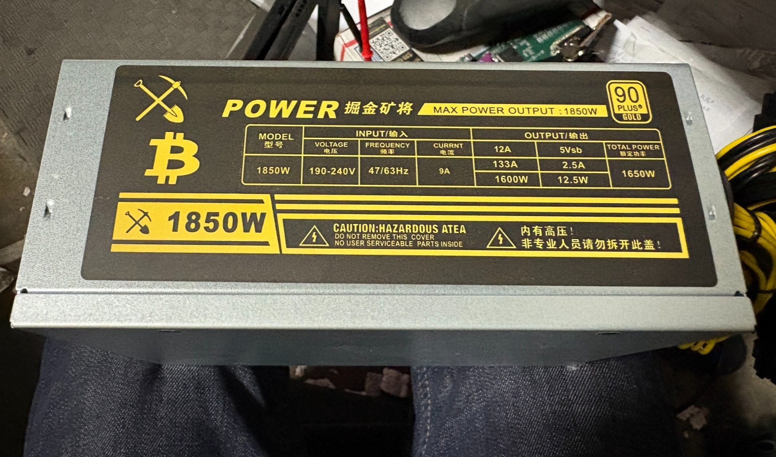NEW -   1850W GPU PSU MINING Power Supply for BTC ETH- 10x6 PIN 190-240v