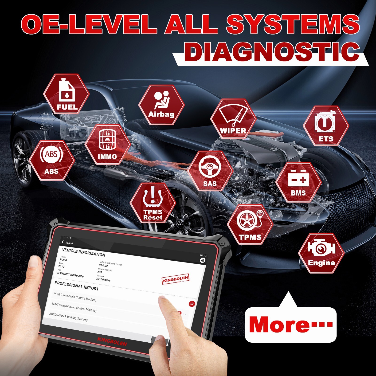 Kingbolen K10 PRO 5 V+ Bidirectional Key Coding OBD2 Scanner Car Diagnostic Tool