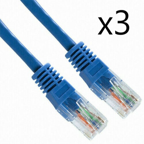3 Pack Lot - 5ft CAT6A Ethernet Network LAN Router Patch Cable Cord Wire Blue