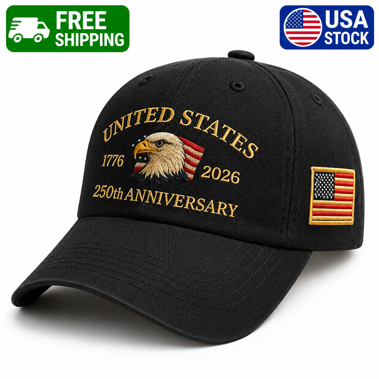 United States 250th Anniversary Baseball Cap – 3D Embroidered Hat