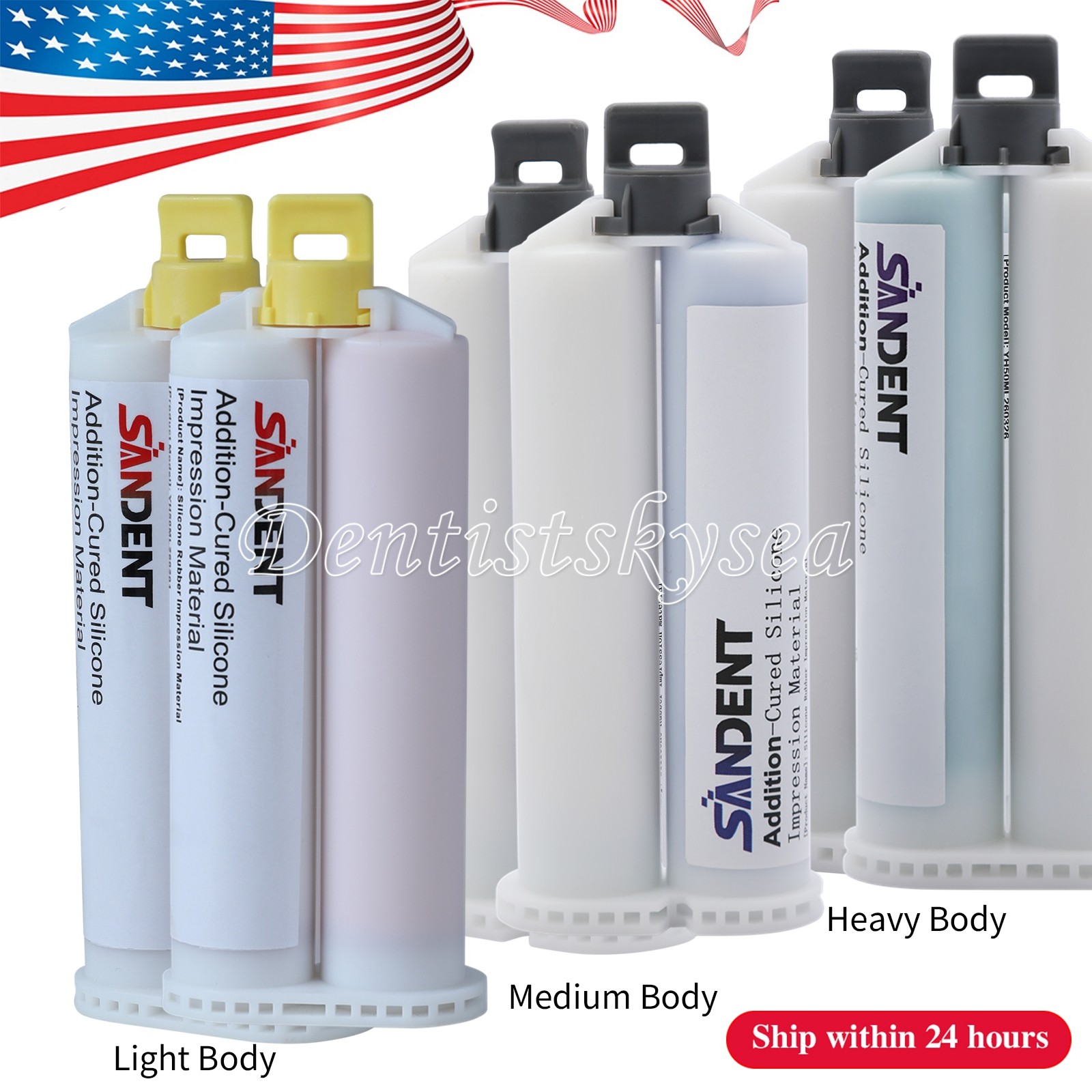 LIGHT MEDIUM HEAVY BODY Fast VPS PVS VPS Impression Material 50ML*2 Cartridges