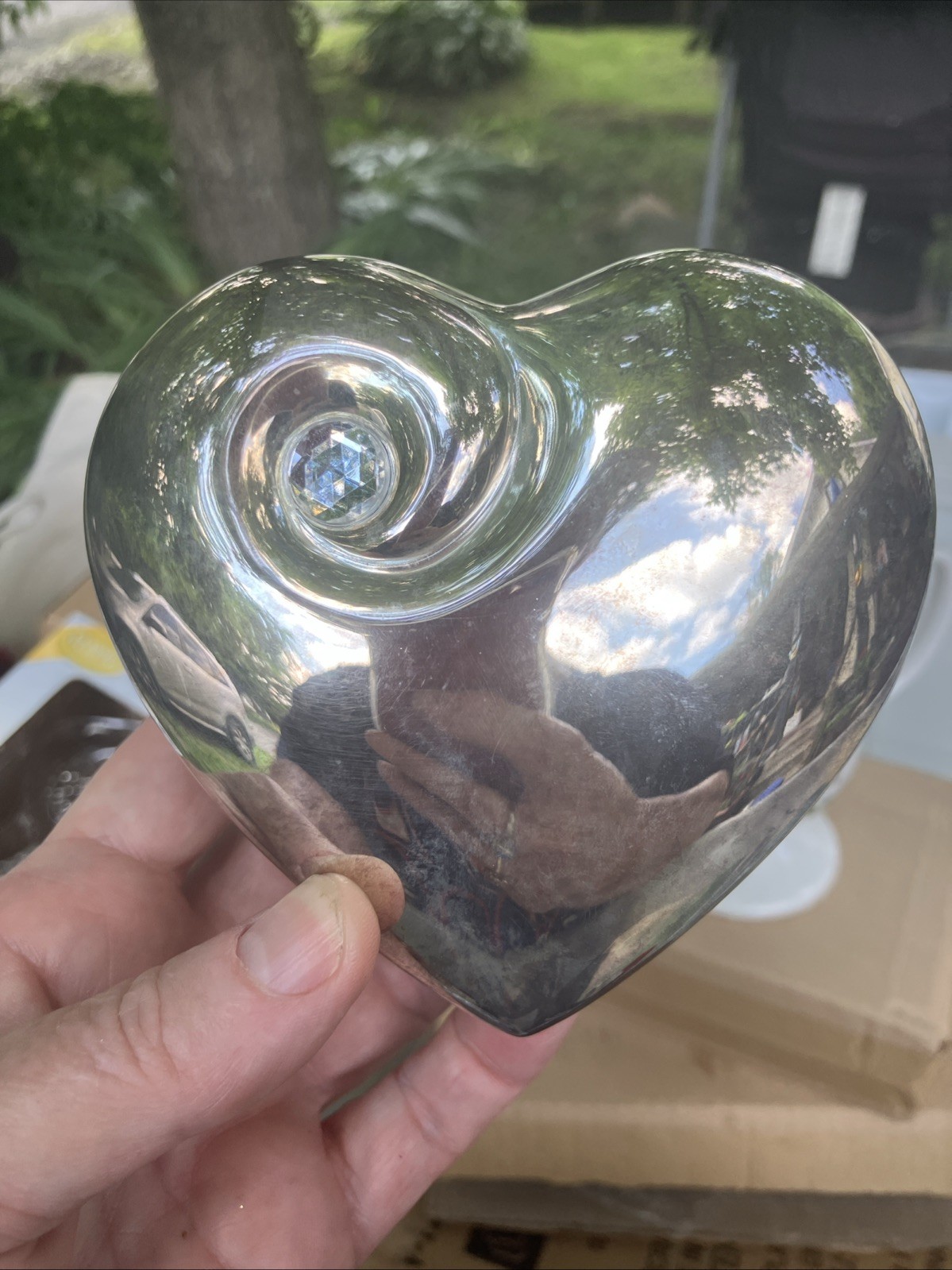 Silver Look Heart Shaped Trinket Box