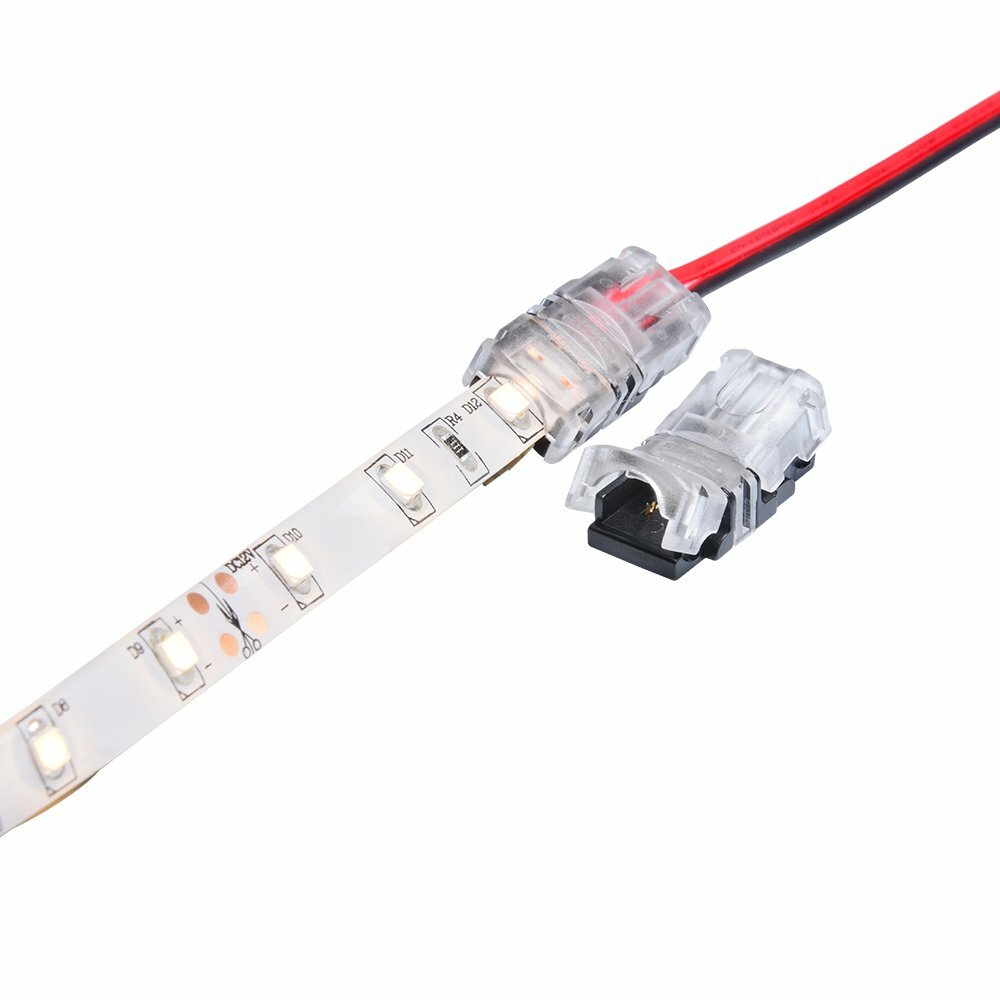 10 PCS LED Connector for Strip Light 8mm 2 Pin Strip to Wire Connector