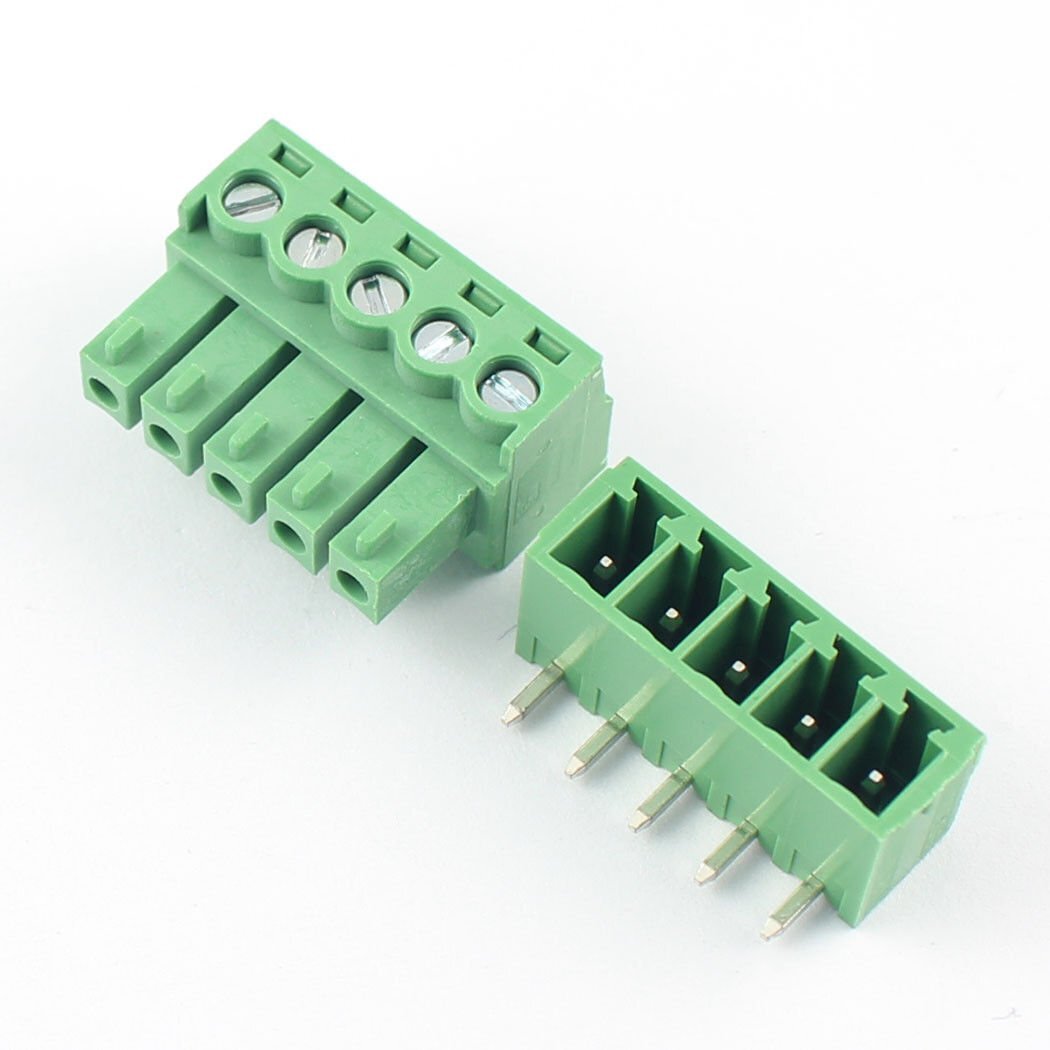 2Pcs 3.5mm Pitch 5 Pin Way Right Angle Screw Terminal Block Pluggable Connector