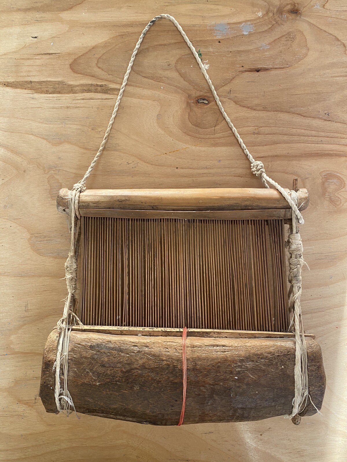 West Africa Wood Handheld Loom Baule Weaving Antique Bamboo Vintage Folk Art
