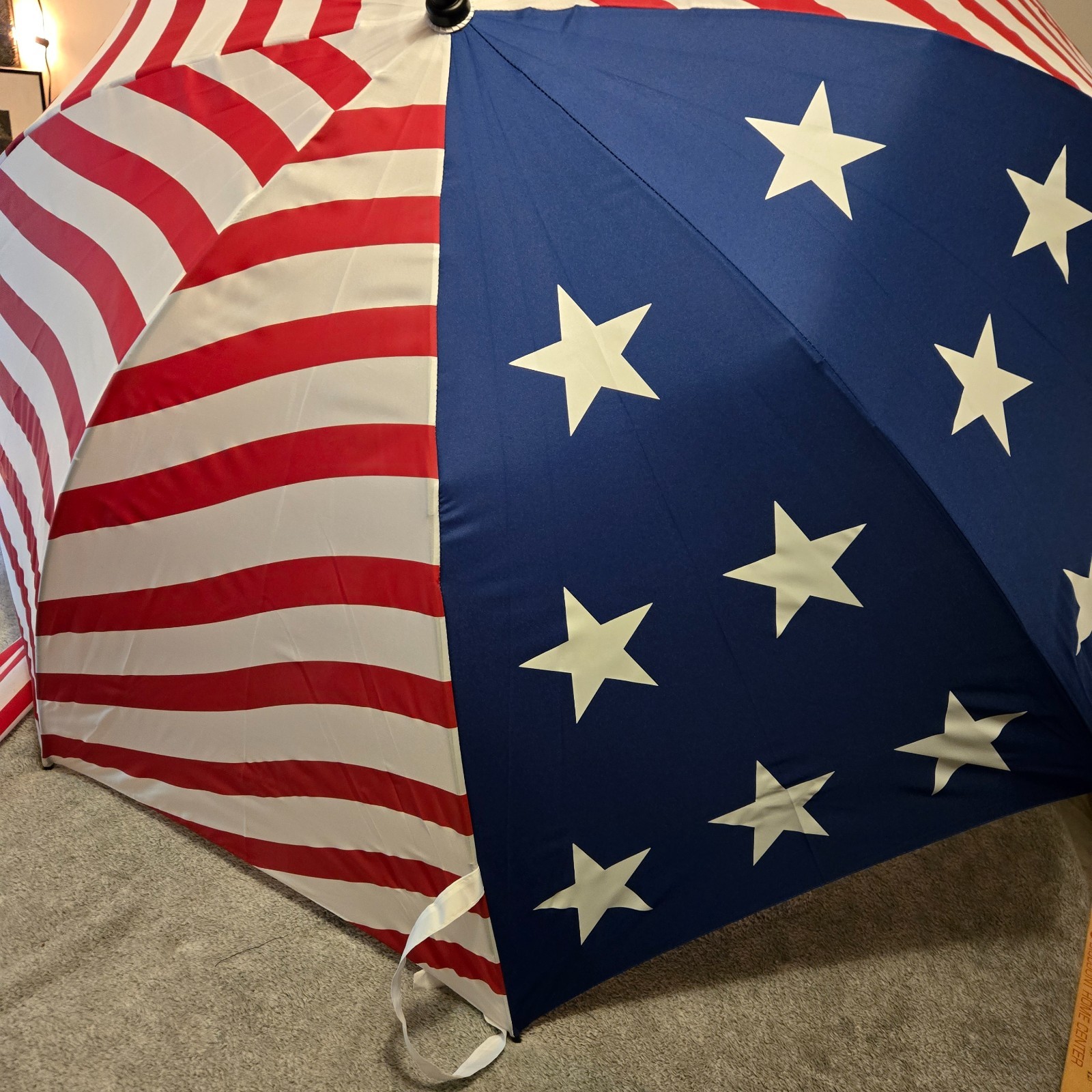 Patriot Folding American Flag Umbrella RWB USA w Cover Golf 5'+