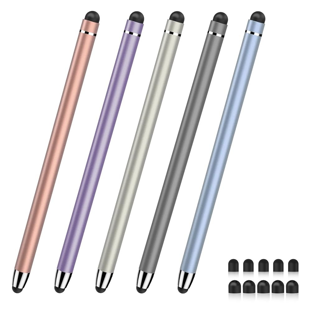 5 Pack Stylus Pen for Touchscreen, 2-in-1 Stylus Pen for iPad, High Sensitivity