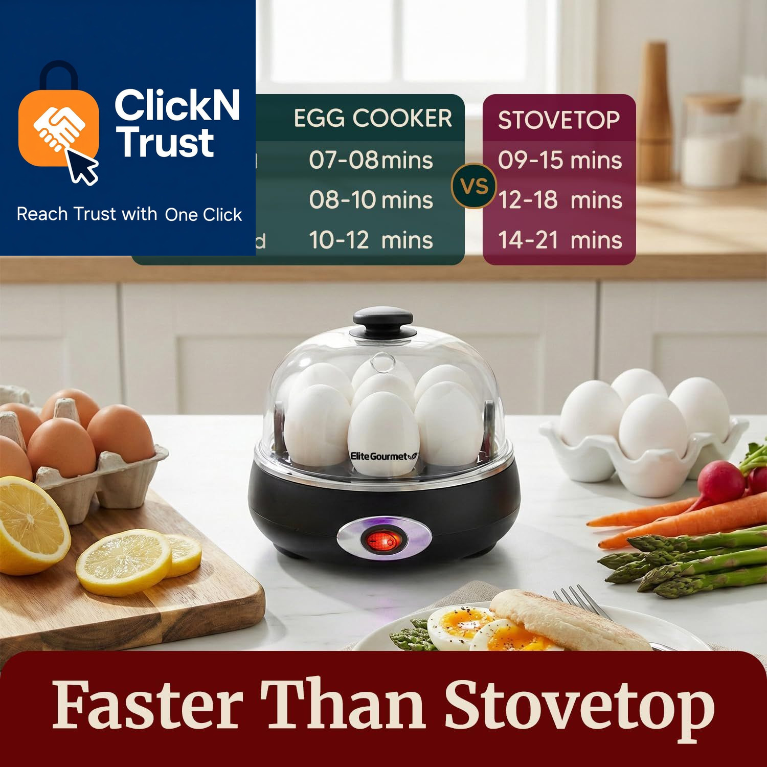 Elite Gourmet EGC007CHC# Rapid Egg Cooker, 7 7 Egg, Charcoal Grey
