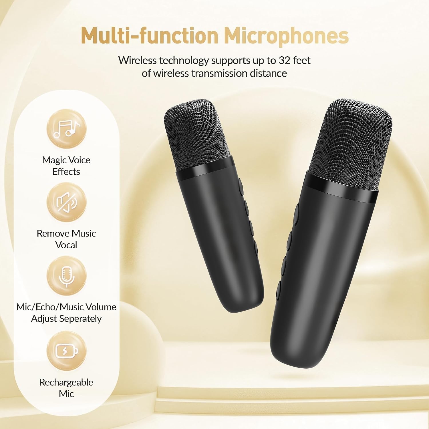 Versatile Mini Karaoke Machine for Family Parties - Bluetooth & Wireless Mics