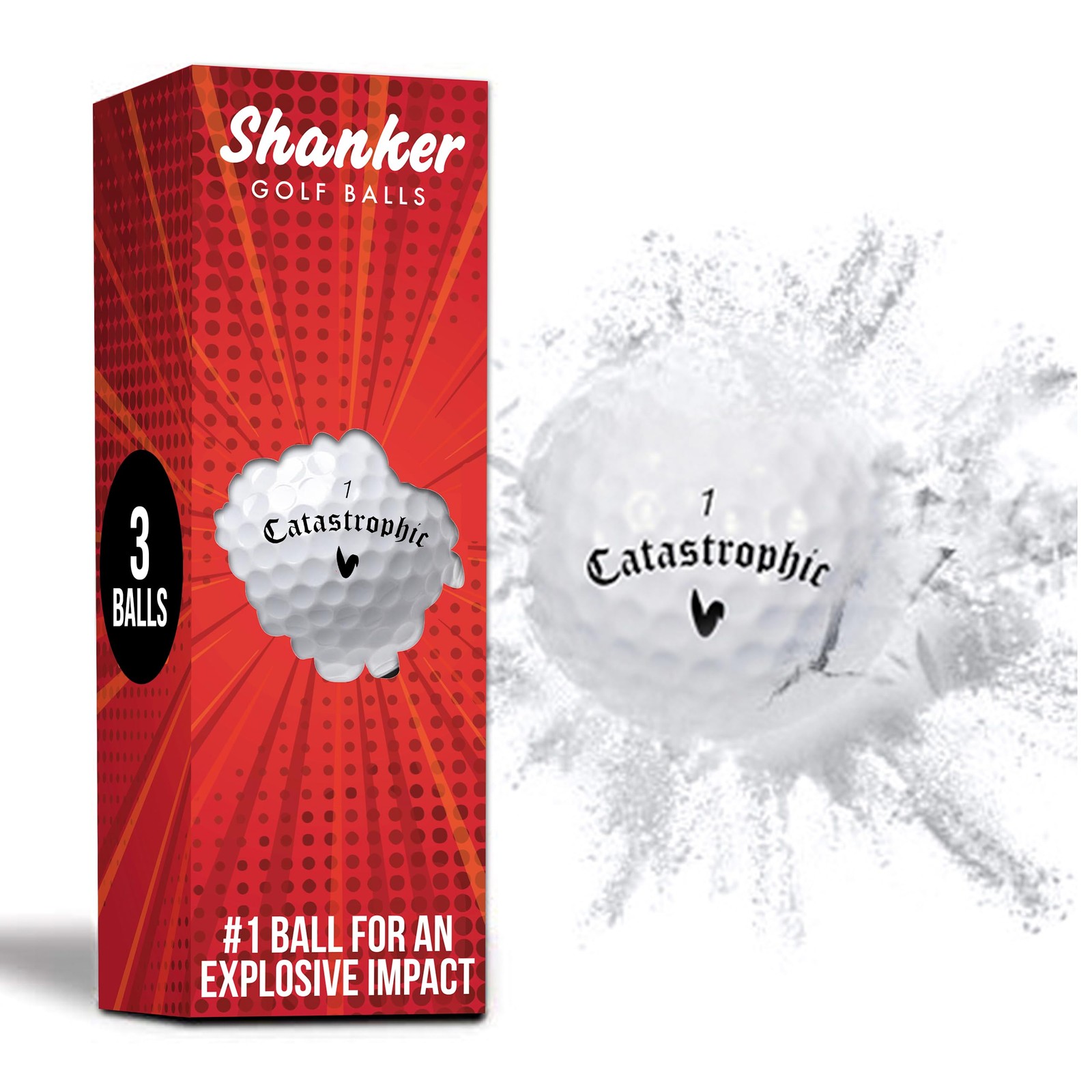 Shanker Golf Exploding Balls - Prank 1 x Pack (3 Total), White